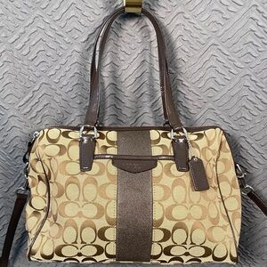 Coach Tan Jacquard Logo Purse with Crossbody Strap Excellent Condition